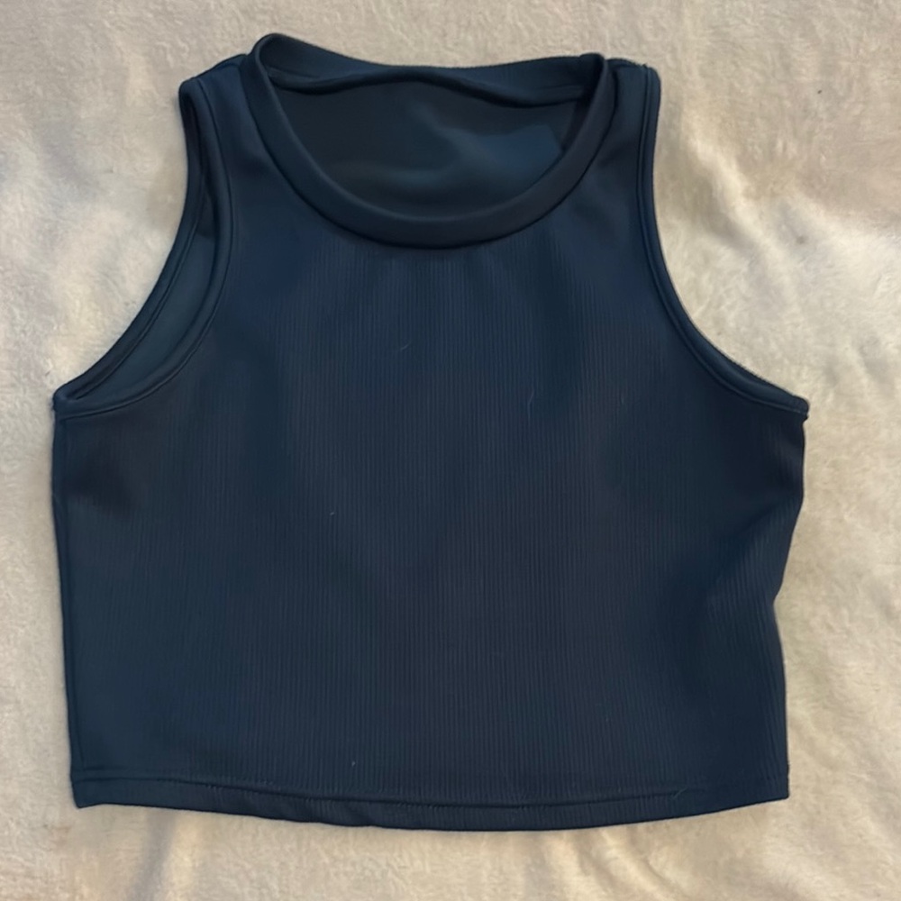 Black Ribbed Sleeveless Crop Top